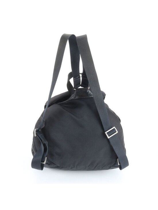 Prada Tessuto Nylon Triangle Logo Leather Backpack Black main image 6